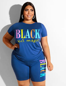 Black Girl Magic Short Set-Royal Blue