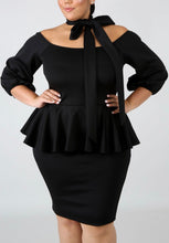 Load image into Gallery viewer, Black ruffle one piece dress