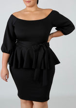 Load image into Gallery viewer, Black ruffle one piece dress