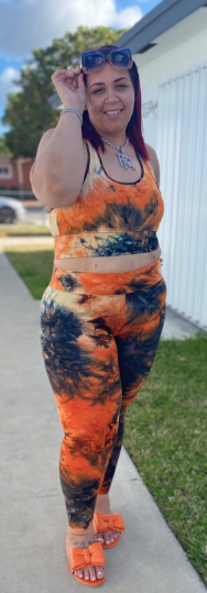 Tie Dye Sport Pant Set- Tangerine/Blue