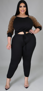 Leopard Pant Set-Black