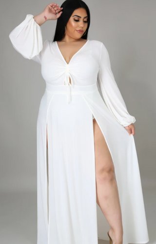 Maxine Maxi with splits-White