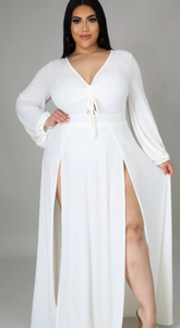 Maxine Maxi with splits-White