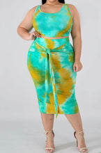 Load image into Gallery viewer, Green/Gold Tie Dye Skirt set