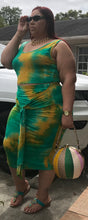 Load image into Gallery viewer, Green/Gold Tie Dye Skirt set